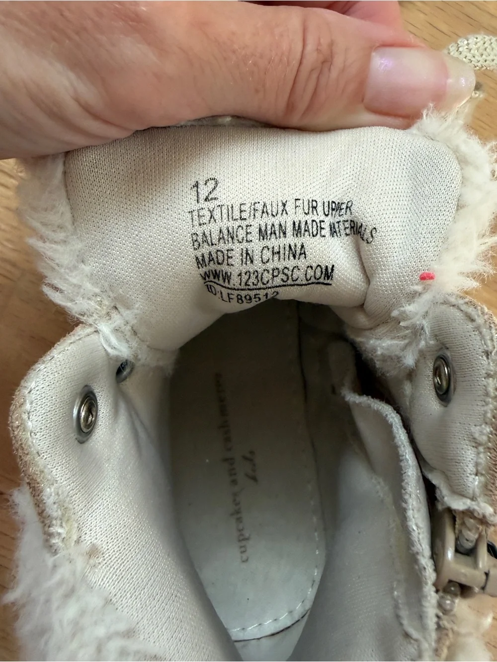 Cupcakes and Cashmere Kids Girls’ Faux Fur High-Top Wedge Sneakers – Size 12